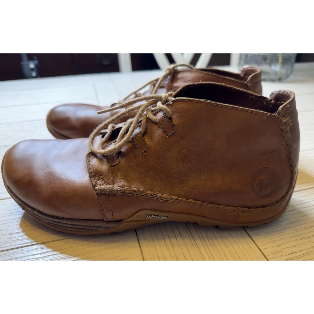 Merrell‎ Men Apollo Autumn Tan Chukka Leather Lace Up Ankle Boots Vibram Sole 10